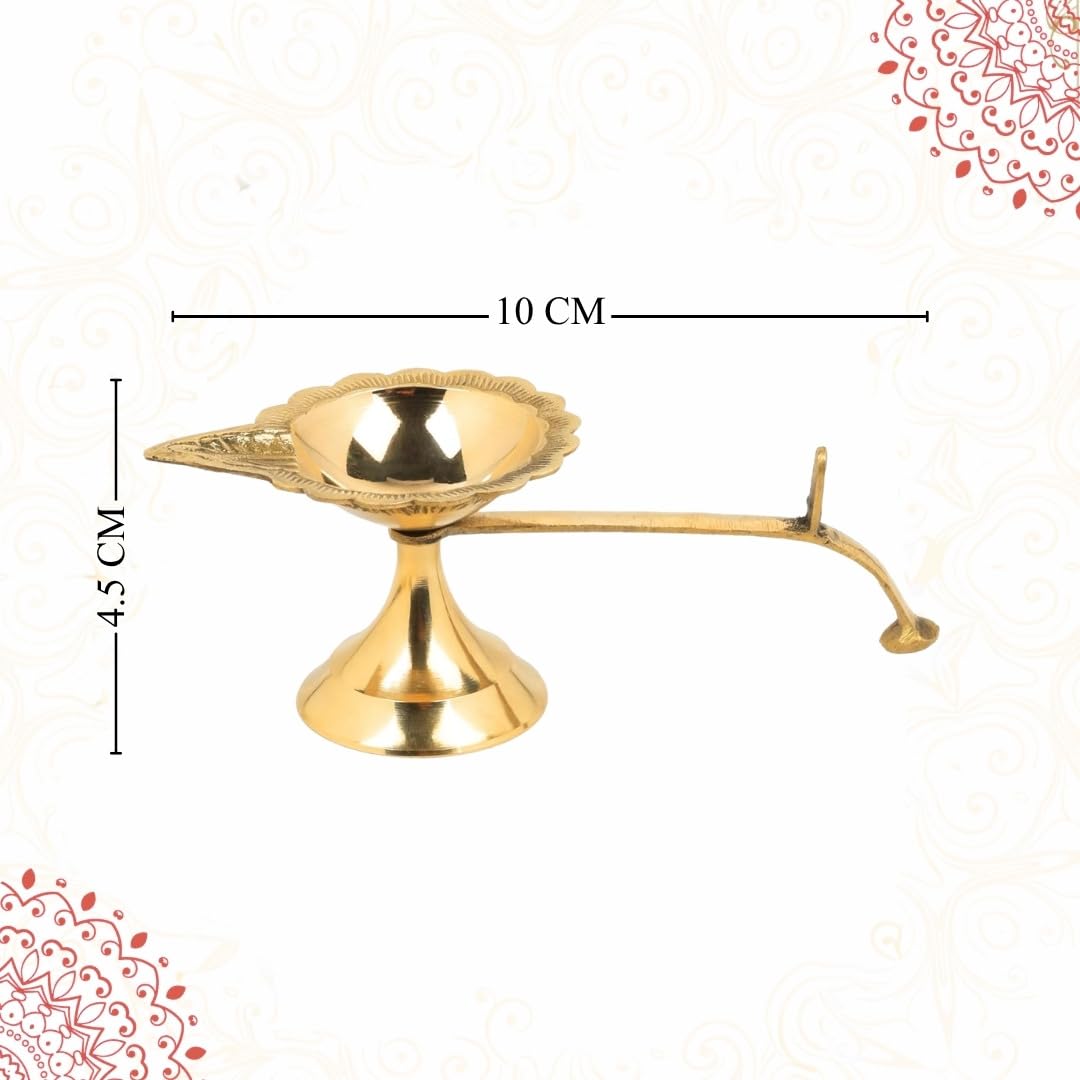 Klassic 4 Inch Pure Brass Aarti Diya for Puja, Home Temple, Mandir & Diwali Decor
