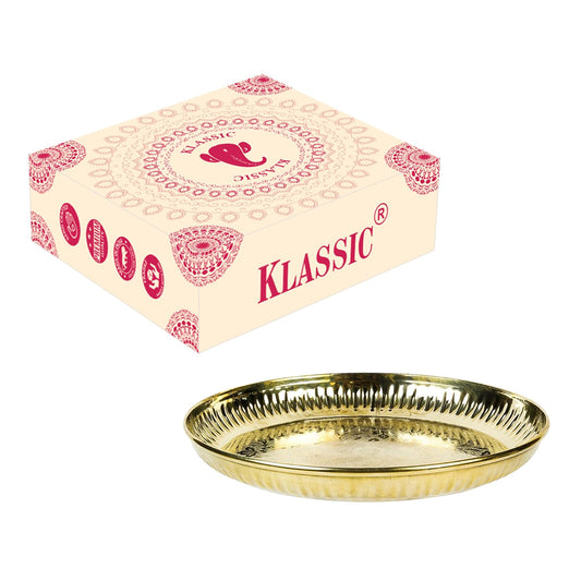 Klassic Brass Flower Design Pooja Thali 6 Inch