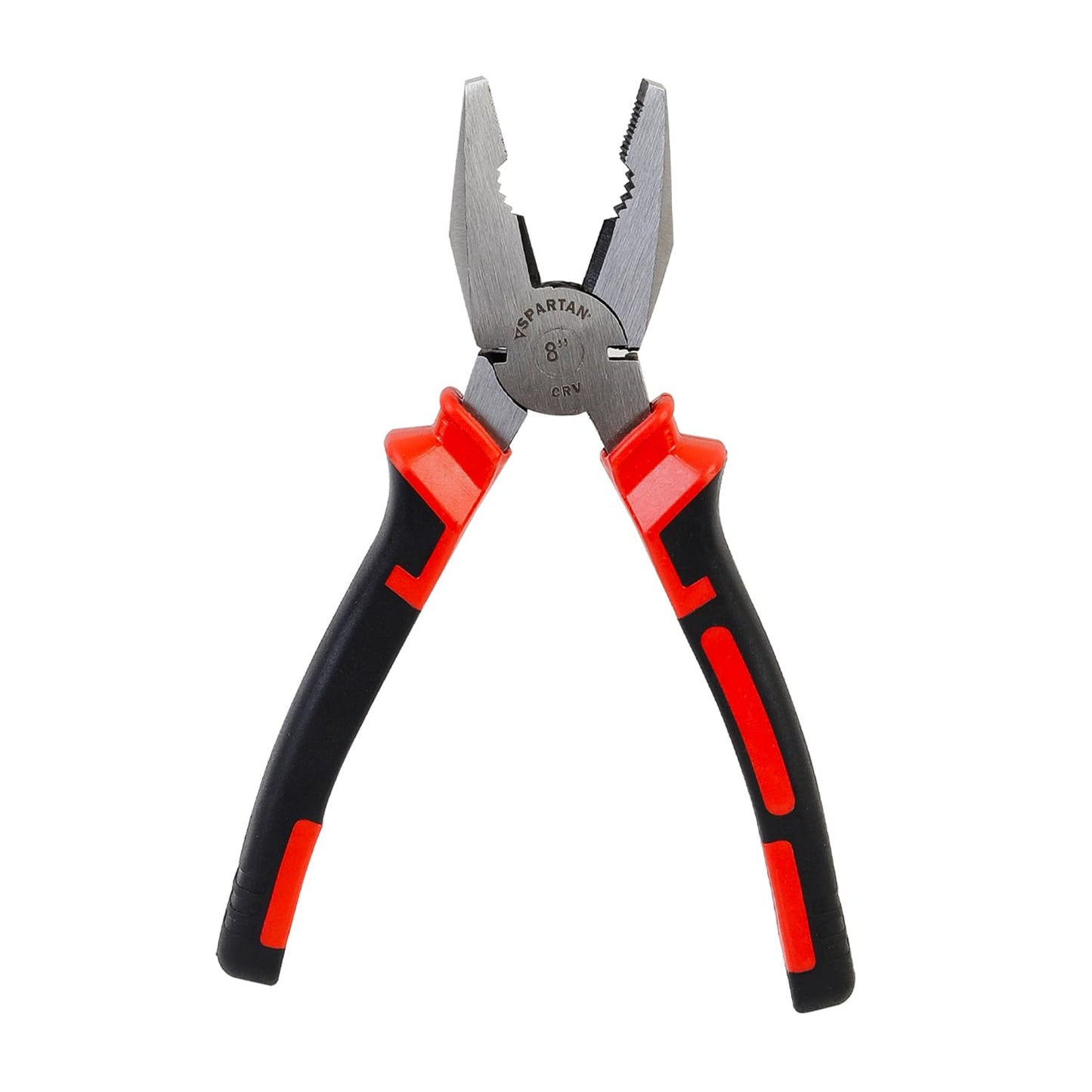 Spartan Combination Plier 8-inch for Home & Professional work Use as Electrical Work, Bending, Holding, Cutting & Pulling, etc | Heavy Duty Cutting Pliers (Red & Black)