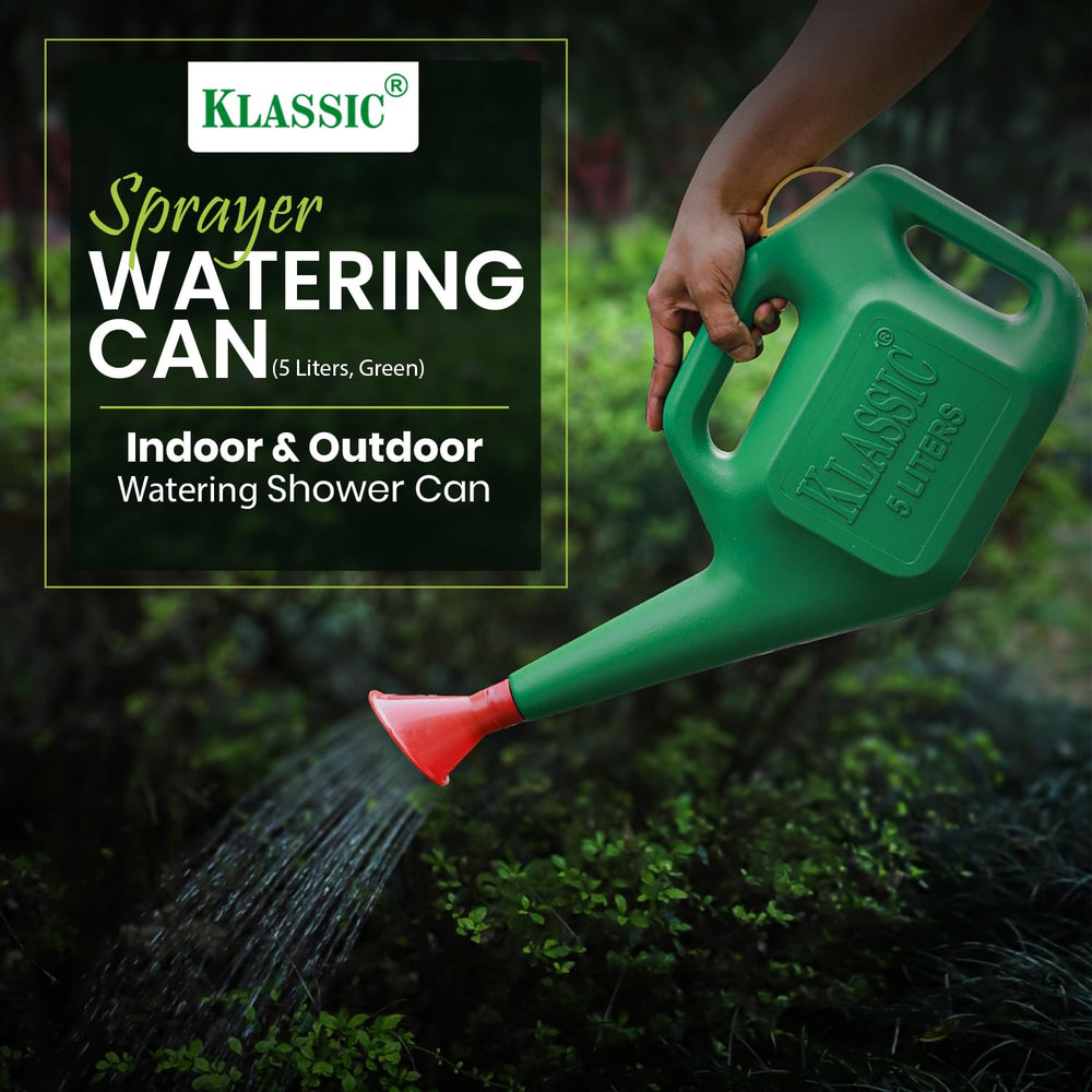 
                  
                    Klassic Watering Can (5L) | Plastic Green Water Can with Sprayer for Plants/Garden | Indoor Outdoor Watering Shower Can | Sprinkler for Plants | Watering Hand Bottles for Garden | Water Spray Can
                  
                