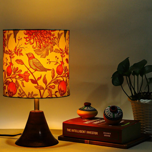 Lexton Birds Print Wooden Table Lamp – Bedroom & Living Room Decor