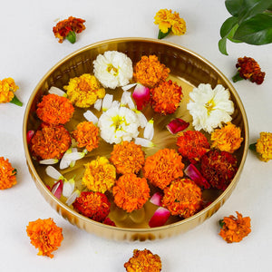 
                  
                    Klassic Decorative Flower Urli Bowl | Handcrafted with Metal Finish | for Home Decor Floating Flowers, Diwali Decorations and Gifting (Pack of 1, Gold)
                  
                