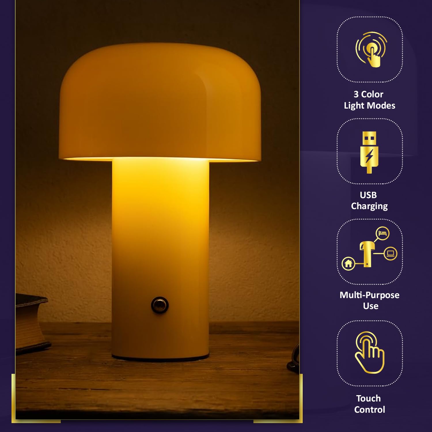 Lexton Rechargeable LED Night Table Lamp 3 Mode iCraft by Eagle