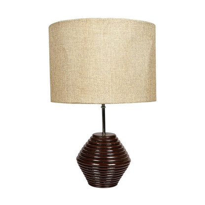 Lexton Wood Haven Table Lamp with pot-shaped jute shade (Blub Not Included)
