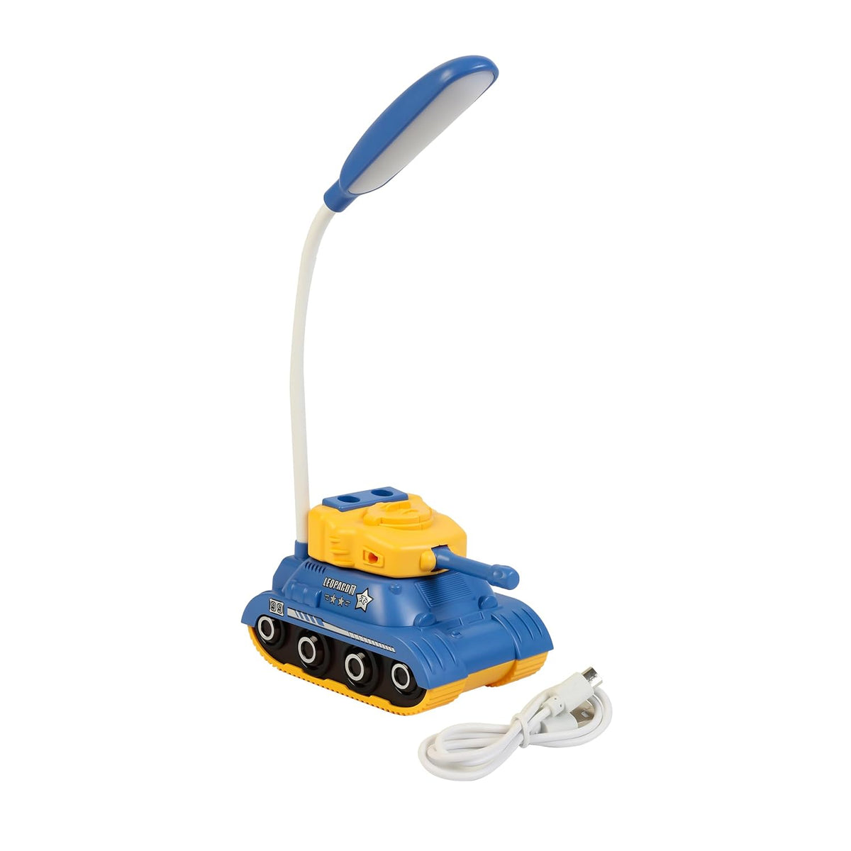 Lexton 11.5-Inch Rechargeable Tank LED Table Lamp | 360° Rotatable Desk Lamp with Pen & Phone Holder