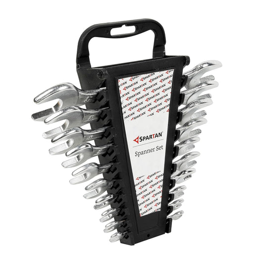 SPARTAN Carbon Steel Open Jaw Spanner Set/Wrench Set/Tool Kit Multipurpose Home Use and Professional Spanners, Corrosion Resistant Chrome Plating DOE Jaw Spanners (10 Piece)
