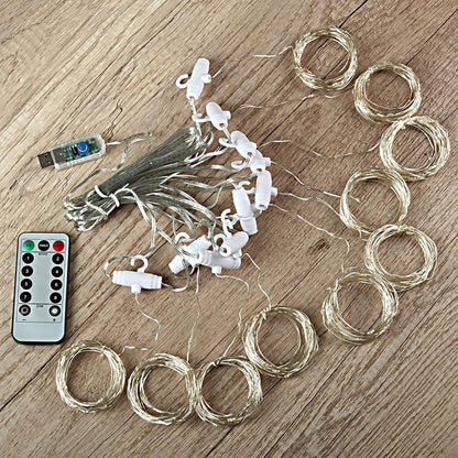 Lexton 3M Copper Curtain Fairy Lights, 300 LED Warm White String Lights with Remote & USB Power
