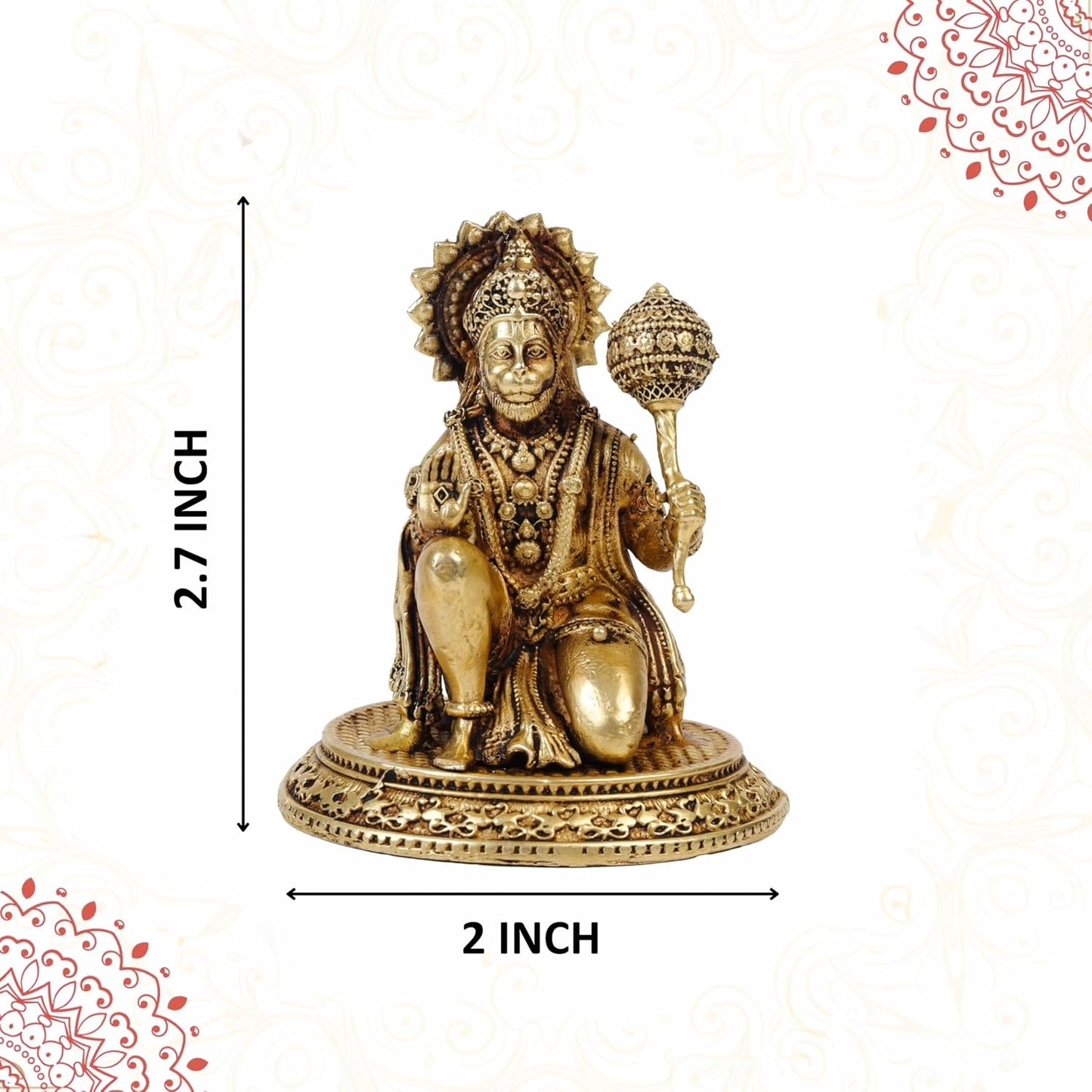 Klassic 2.7 Inch Pure Brass Hanuman Idol | Bajrangbali Murti for Home Temple