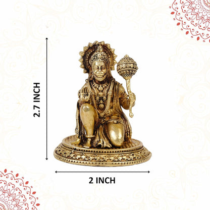 Klassic 2.7 Inch Pure Brass Hanuman Idol | Bajrangbali Murti for Home Temple