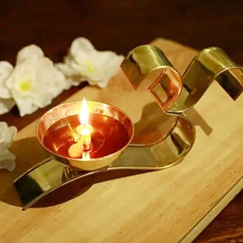 Klassic Brass Om Shape Oil Diya with Handle