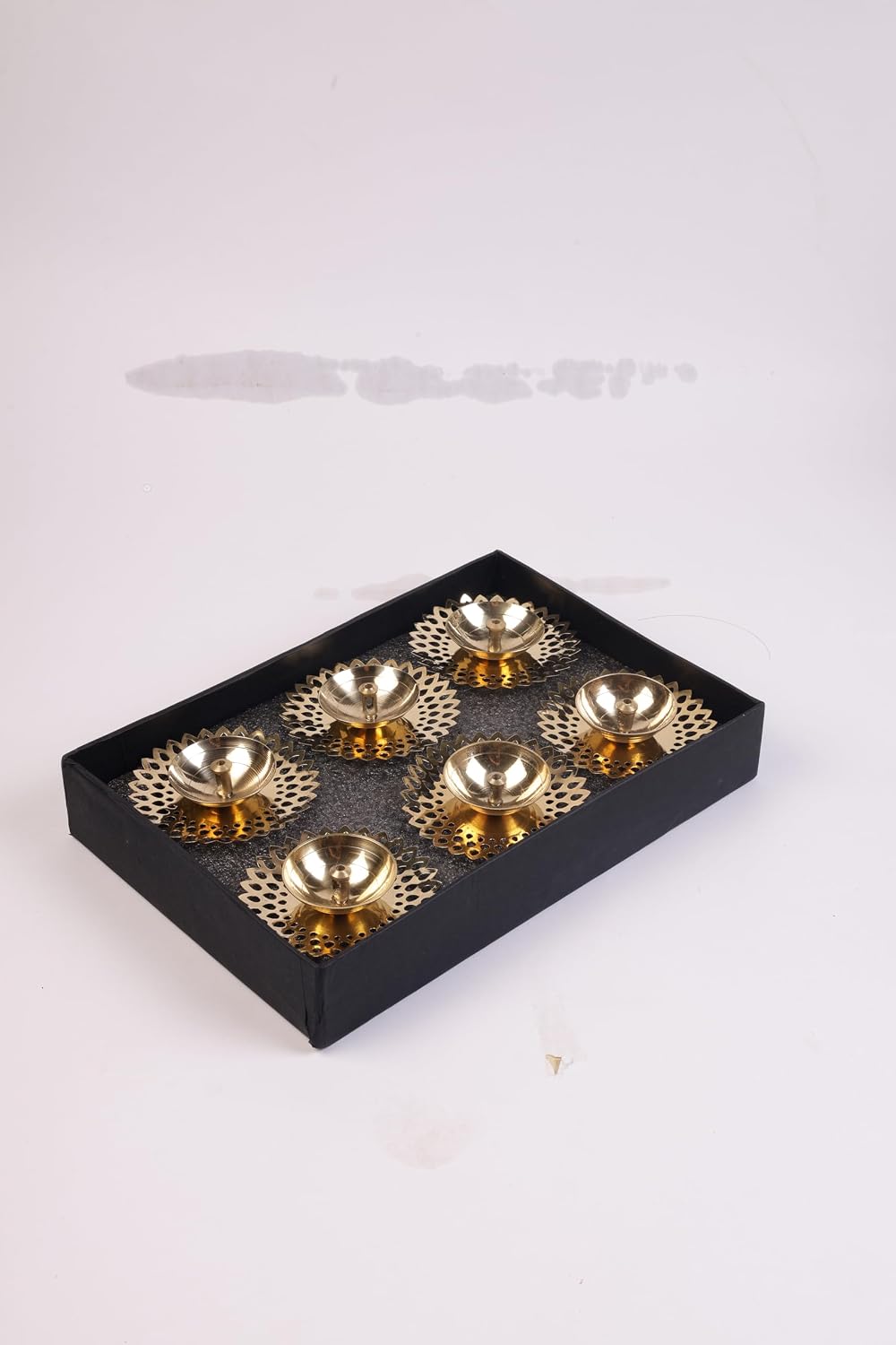 Klassic Pure Brass Flower Design Akhand Deep Diya – Pack of 6