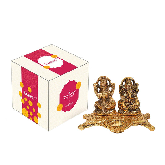 Klassic Ganesha & Laxmi Idol Oil Lamp Gold