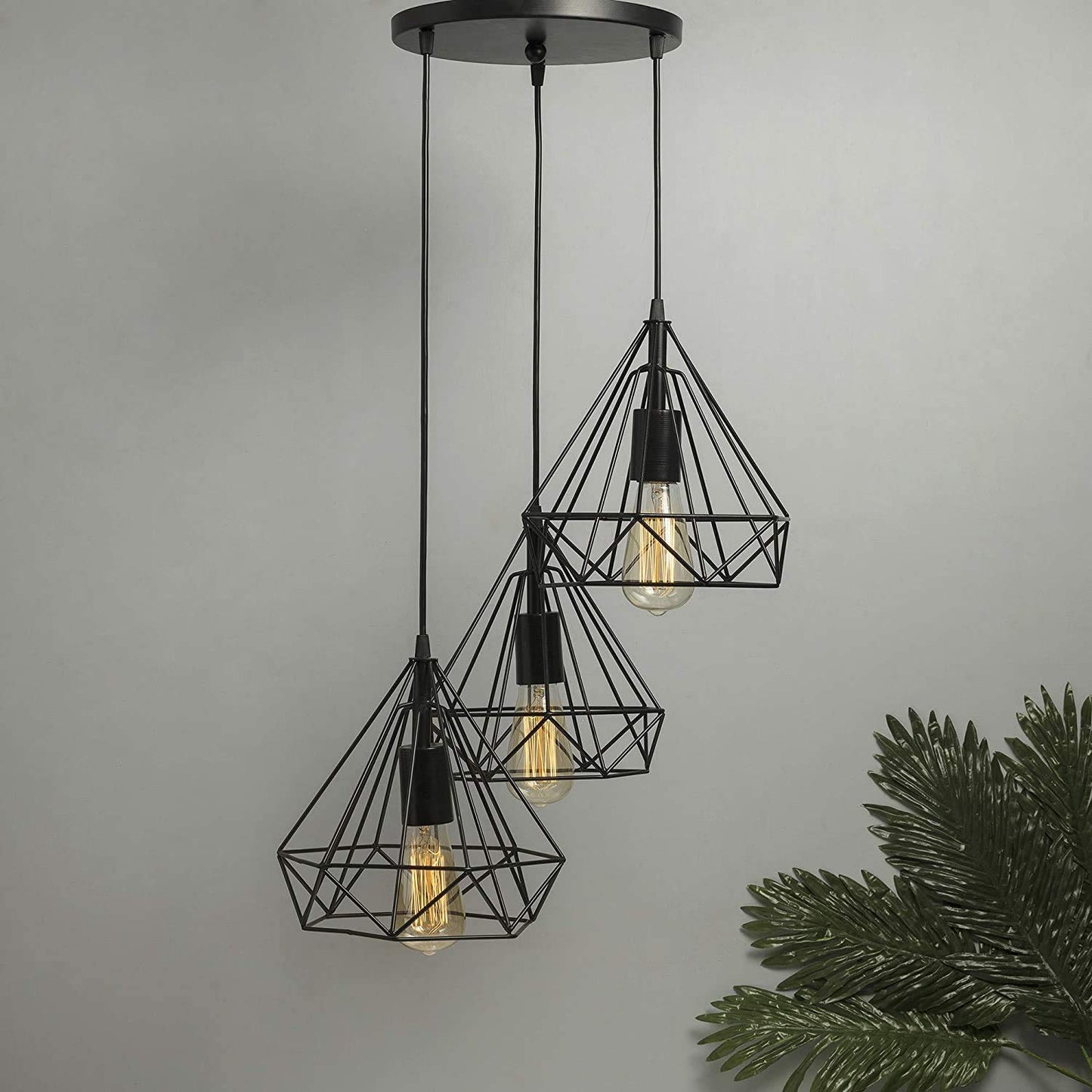 Lexton 60W Diamond Cage Hanging Pendant Lamp – Black, Indoor