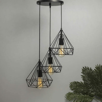 Lexton 60W Diamond Cage Hanging Pendant Lamp – Black, Indoor