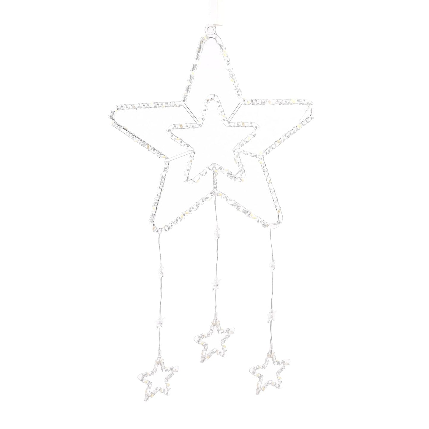 Lexton Hanging Star Curtain Lights, Warm White LED Decor for Home & Festivals