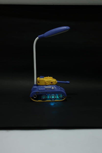 Lexton 11.5-Inch Rechargeable Tank LED Table Lamp | 360° Rotatable Desk Lamp with Pen & Phone Holder