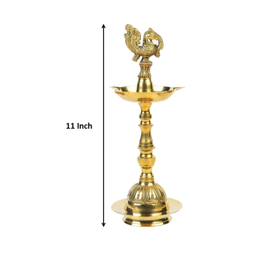 Klassic Brass Kerala Peacock Diya 11 Inch