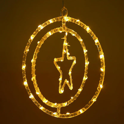 Lexton Star Ring LED Hanging Light, Warm White Decor for Home & Balcony