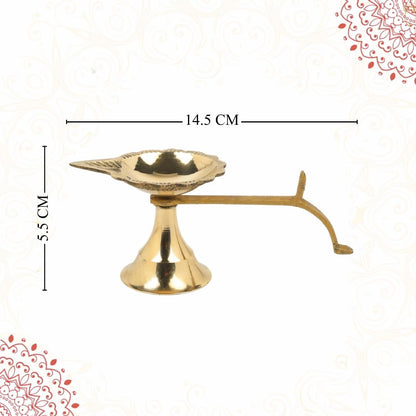 Klassic 5.7 Inch Pure Brass Aarti Diya for Puja, Home Temple, Mandir & Diwali Decor
