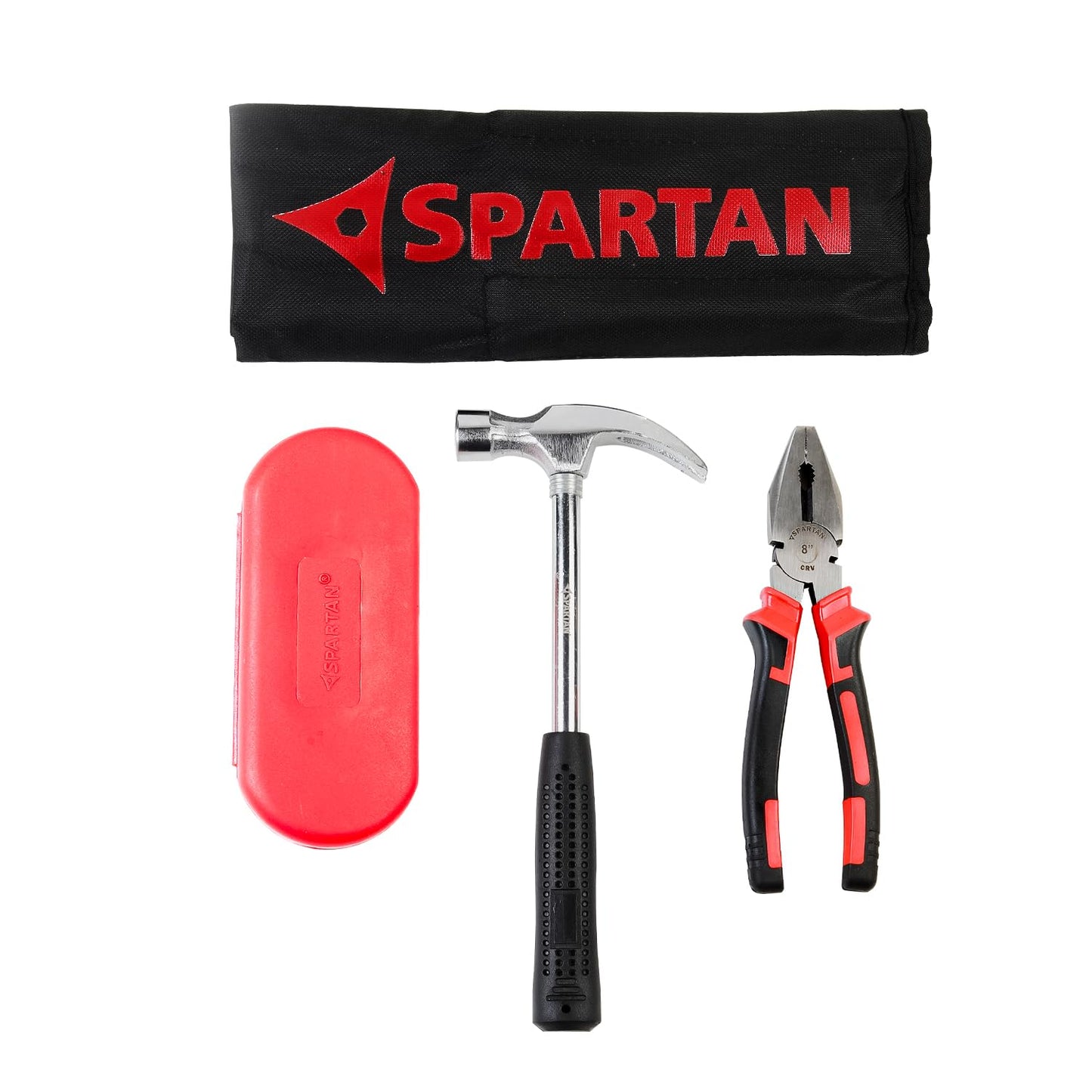 Spartan Universal Hand Tool Kit set of 3 Tools For Household, Maintenance & DIY Work, Contains 6 Pcs Screwdriver Set, Combination Plier, Claw Hammer (Set of 7 pcs)