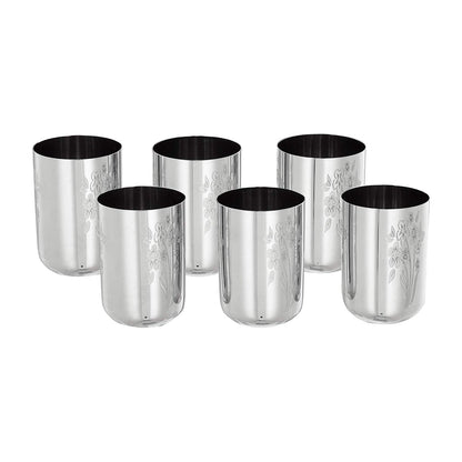 Sorabh RGL Premium Stainless Steel Royal Glass – 7 cm, Laser Design, Set of 6