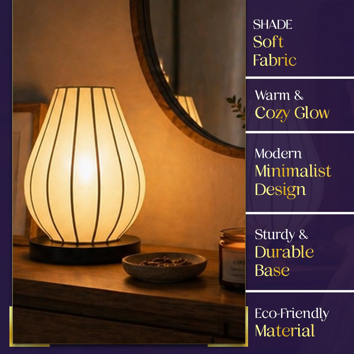 Lexton Decorative Fabric Shade Table Lamp for Bedroom and Living Room
