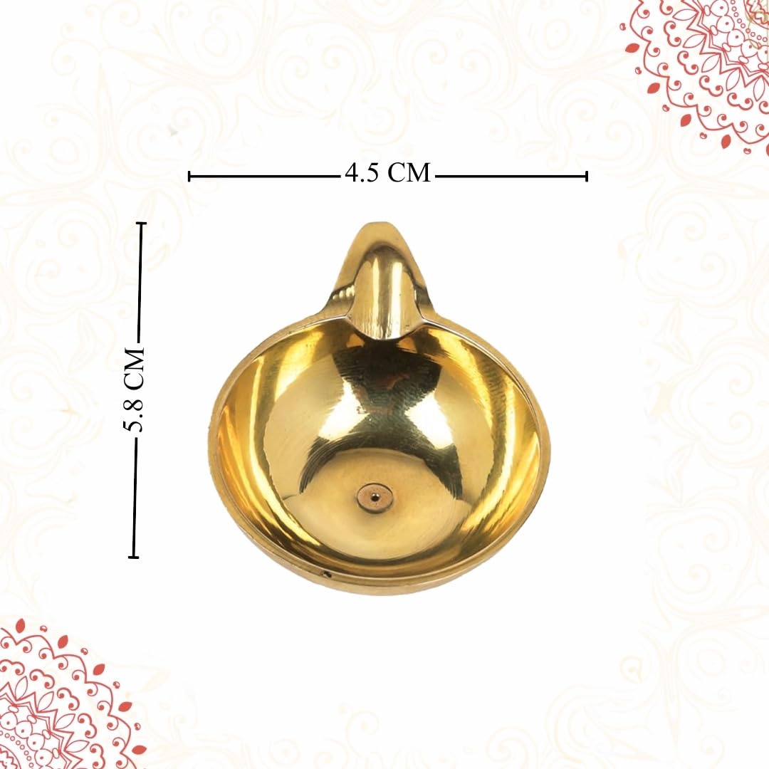 Klassic 2.3 Inch Pure Brass One Mukhi Diya for Puja, Mandir, Diwali Decor | Pack of 6