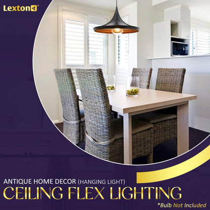 Lexton E27 Round Antique Ceiling Light – Black Aluminium, Pack of 1