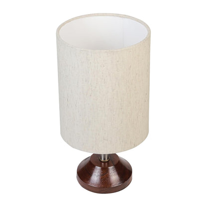 Lexton Wooden Round Table Lamp  Stylish wooden shade, ideal for bedroom, desk, or living room