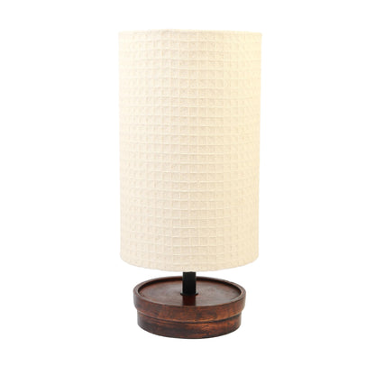 Lexton Fabric Shade Bedside Lamp | Wooden Base | Modern Table Light | Without Bulb iCraft by Eagle