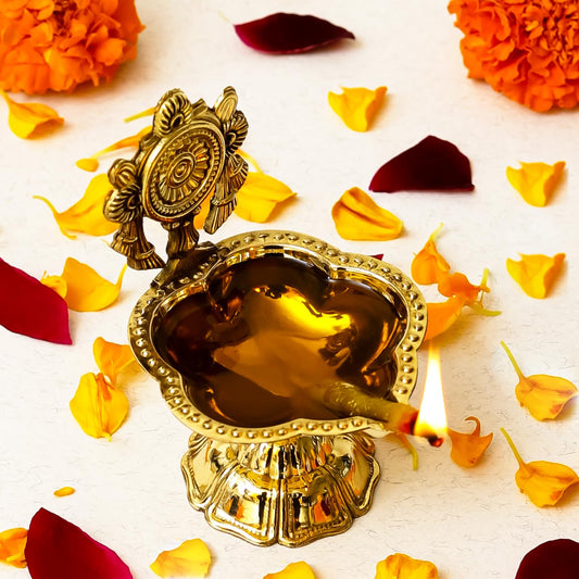 Klassic Elegant Chakra Brass Diya Gold