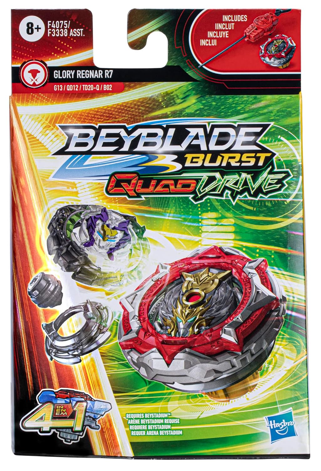 Beyblade Burst QuadDrive Glory Regnar R7 Starter Pack with Launcher, Kids 8+ Toy