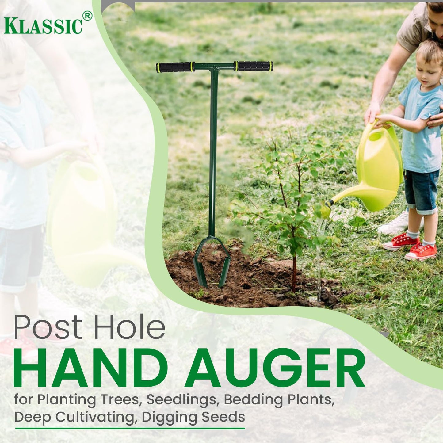 Klassic 4" Dual Blade Manual Post Hole Digger – Garden & Planting Tool
