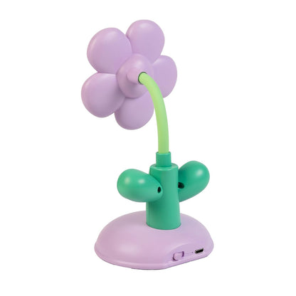 Lexton 7.5-Inch Flower LED Table Lamp | Rechargeable Kids Study & Reading Light with USB Charging