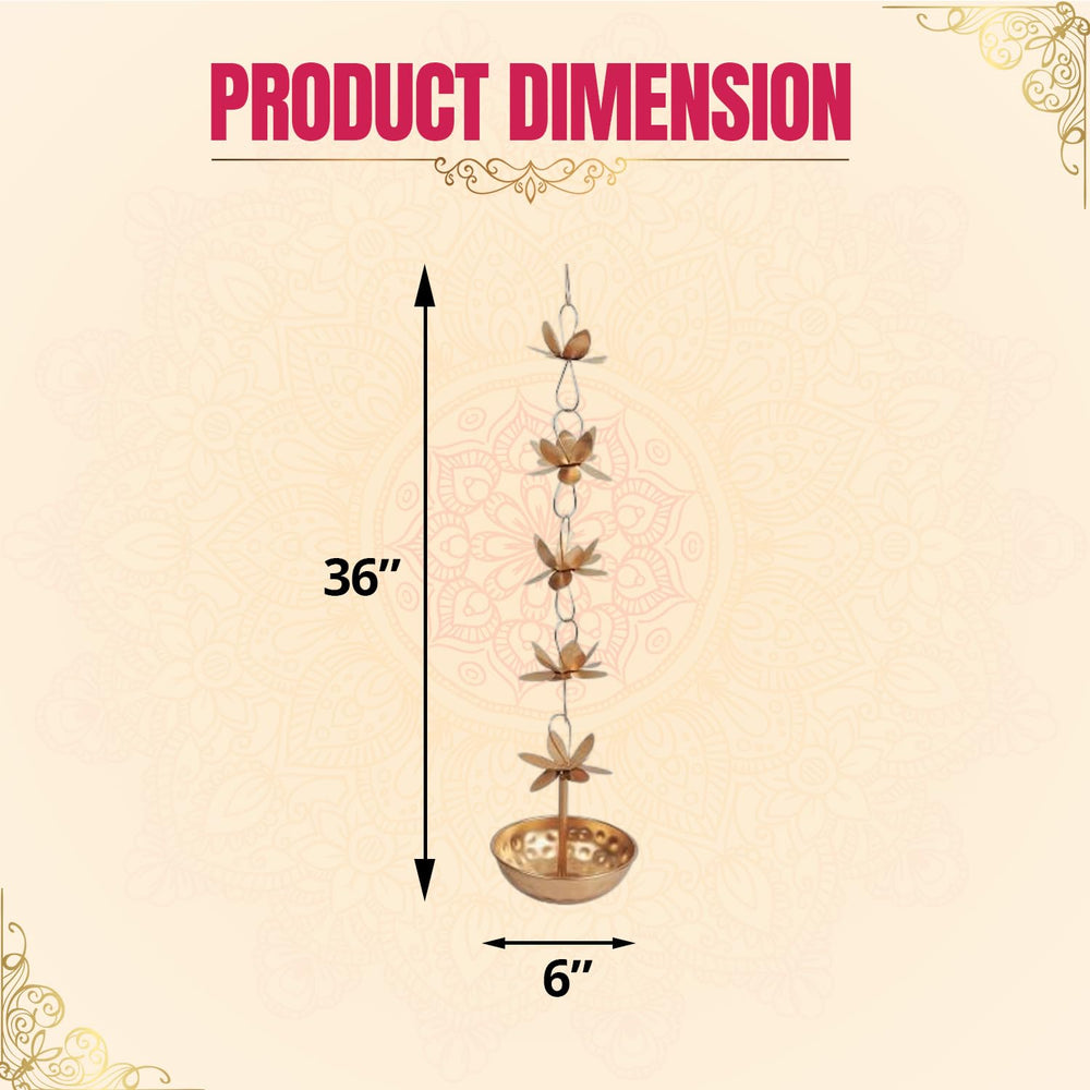 
                  
                    Klassic Flower Hanging Urli Bowl | Metal Wall Hanging Urli for Floating Diya Tea Light Holder & Flower, Diwali Home Decor (Pack of 1, Golden)
                  
                