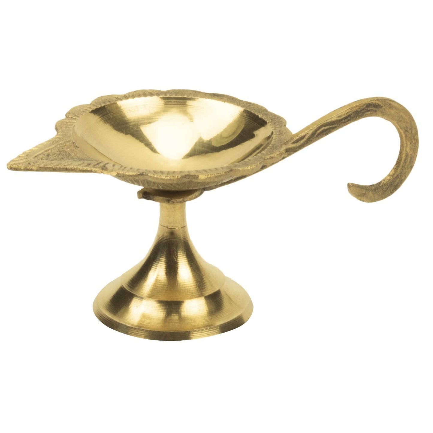 Klassic Brass Puja Diya with Curved Handle – 2Pc