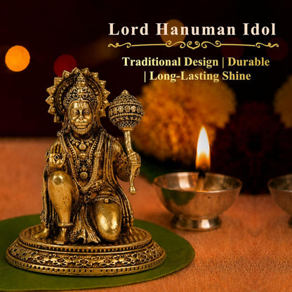 Klassic 2.7 Inch Pure Brass Hanuman Idol | Bajrangbali Murti for Home Temple