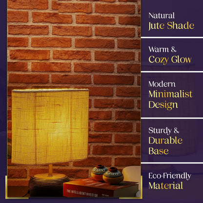 Lexton White Jute Table Lamp with Wood Base
