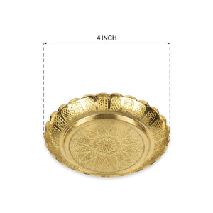 
                  
                    Klassic Small Brass Puja Thali/Bhog Thali for Mandir with Flower Engraved Design for Home & Temple Decoration & Gifting (Gold, 4 Inch)
                  
                