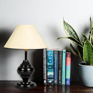 
                  
                    Lexton Black Metal Base Table Lamp | Bed Side Lamp for Bedroom | Living Room | Home Decoration | Drawing Room | Study Room | Bedside | Gifting Purpose| Bulb Not Included (Beige Shade, Pack of 1)
                  
                
