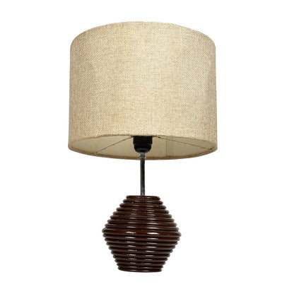 Lexton Wood Haven Table Lamp with pot-shaped jute shade (Blub Not Included)