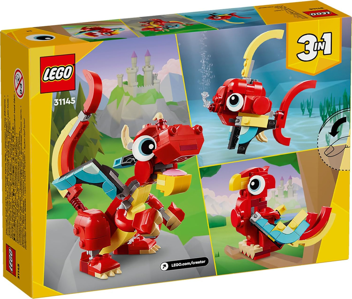 LEGO 31145 Creator 3in1 Red Dragon Toy (Box Condition Damaged, Product Fine)