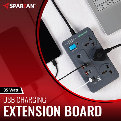 Spartan Extension Board 10A | 3 Sockets, 3 USB, 3 PD Charging