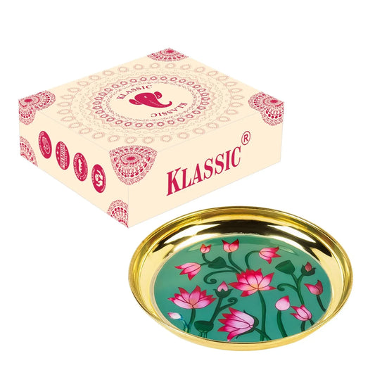 Klassic 6 Inch Handcrafted Brass Thali (Lotus Design) iCraft by Eagle