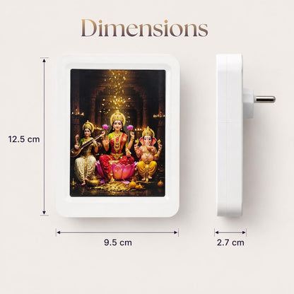 Lexton 5" LED Laxmi Ganesh Saraswati Night Light | Warm White