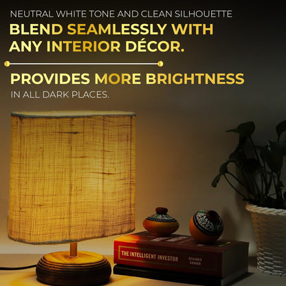 Lexton White Jute Table Lamp with Wood Base