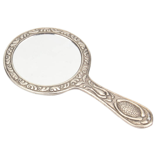 iCraft ICCM02 Hand Carved Metal Round Hand Mirrors for Home Decorations (Metal, Pack of 1)