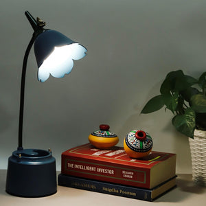 
                  
                    Lexton Flower Bird Table Lamp | Eye Friendly, USB Rechargeable, 3 Color Modes, Touch On/Off Switch, Adjustable Arm, Pen Holder | Suitable for Room Decor, Reading, Office (Pack of 1, Blue)
                  
                