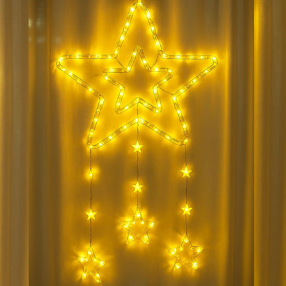 Lexton Hanging Star Curtain Lights, Warm White LED Decor for Home & Festivals