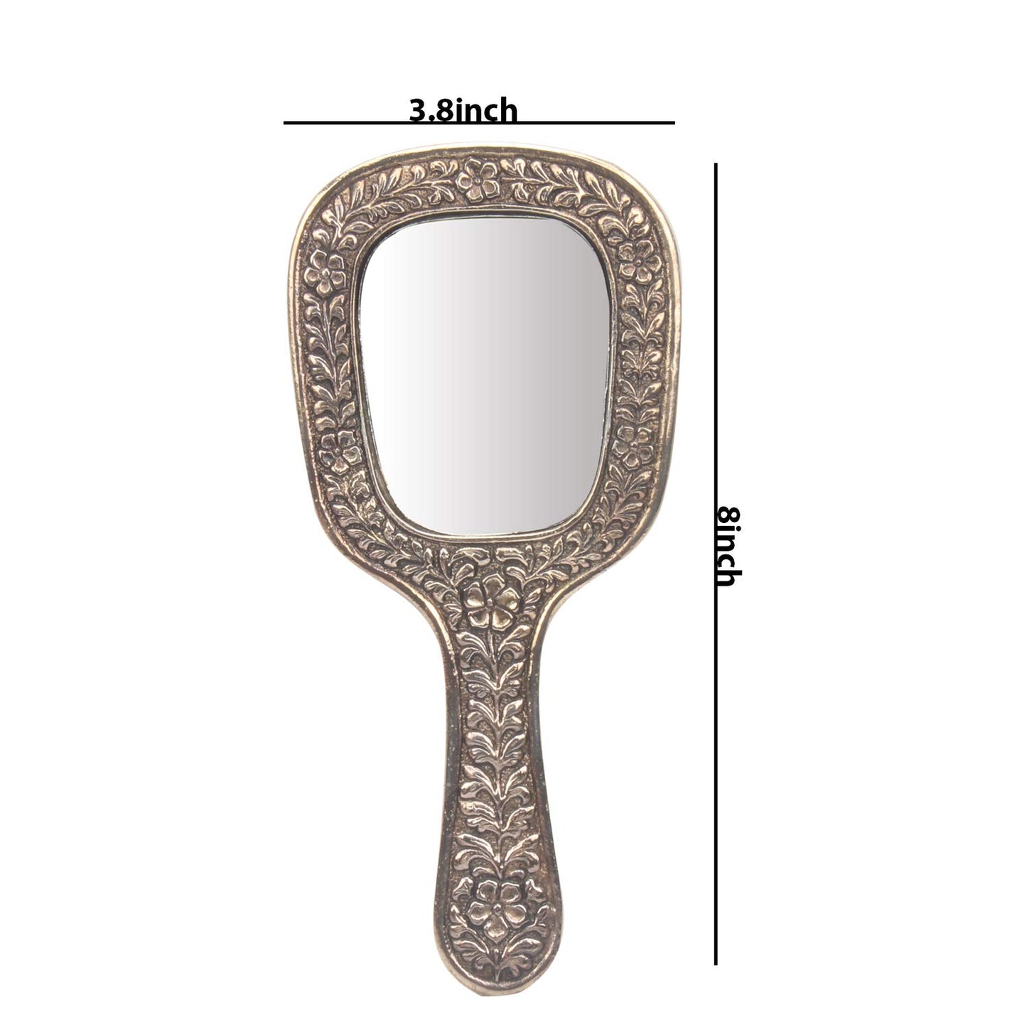 iCraft ICCM01 Hand Carved Metal Hand Mirrors for Home Decorations (Metal, Pack of 1)